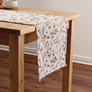 Fall Cottage Farmhouse Thanksgiving Floral Wheat Medium Table Runner