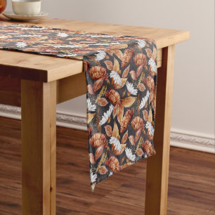 Fall Cottage Farmhouse Thanksgiving Leaevs Copper Medium Table Runner