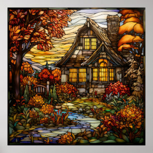 Fall Cottage Poster