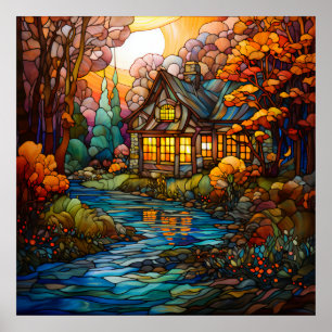 Fall Cottage Poster