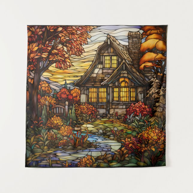 Fall Cottage Tapestry (Front)