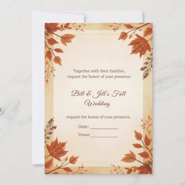 Fall Cottage Wedding  Invitation (Front)