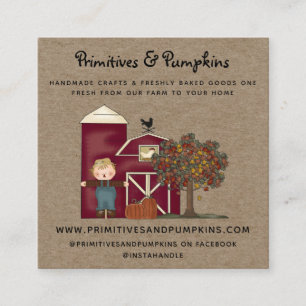 Fall Country Barn Kraft Business Card 