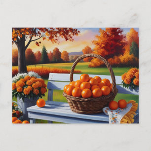 Fall Country Citrus Fruit Basket Harvest Postcard