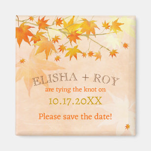 Fall Country Maple Leaf Wedding Save the Date Magnet