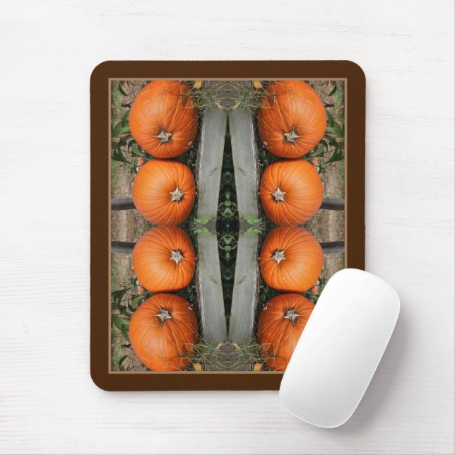 Fall Country Pumpkin Pair Abstract Mouse Pad (With Mouse)