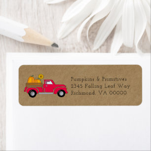 Fall Country Vintage Truck Pumpkins Return Address Label