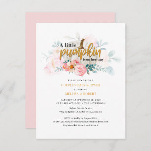 Fall Couples Little Pumpkin Girl Baby Shower Invitation