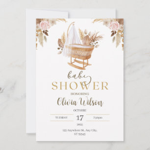 Fall Cradle Winter Girl Baby Shower  Invitation