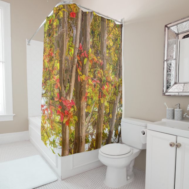 Fall Crape Myrtle Trees Shower Curtain (In Situ)