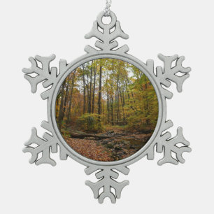 Fall Creek at Laurel Hill State Park Pennsylvania Snowflake Pewter Christmas Ornament