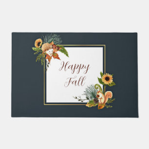 Fall critters and nature with customisable text doormat