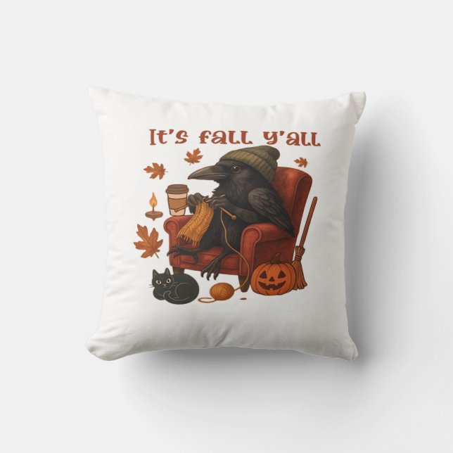 Fall Crow – It’s Fall Y’all Art Cushion (Front)