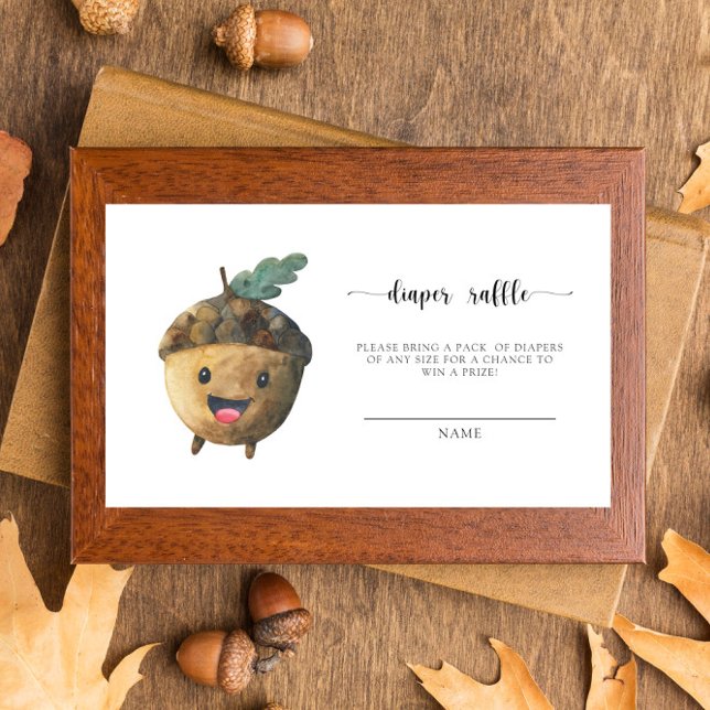 Fall cute acorn - diaper raffle ticket enclosure card (Creator Uploaded)