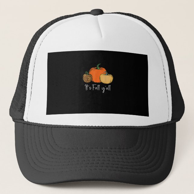 Fall Cute Halloween Pumpkin Thanksgiving It’s Fall Trucker Hat (Front)