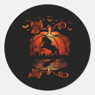 Fall Cute Horse In The Pumpkin Fun Halloween Autum Classic Round Sticker