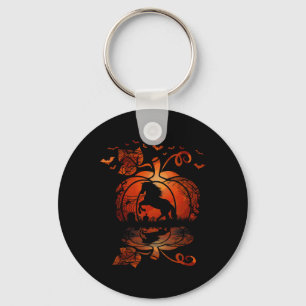 Fall Cute Horse In The Pumpkin Fun Halloween Autum Key Ring