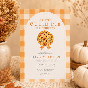 Fall Cutie Pie Bow Gingham Baby Shower Invitation