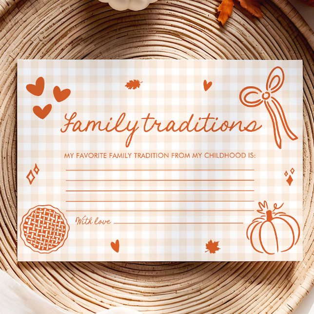Fall Cutie Pie Family Traditions Baby Shower Game Enclosure Card (Hand Drawn Fall Cutie Pie Family Traditions Baby Shower Game)