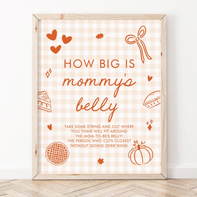 Fall Cutie Pie How big is mummy's belly Game Poster (Fall Cutie Pie How big is mommy's belly Game Sign)