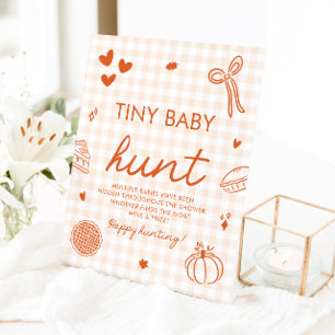 Fall Cutie Pie Tiny Baby Hunt Baby Shower Game Pedestal Sign