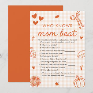 Fall Cutie Pie Who Knows Mum Best Baby Shower Game Invitation