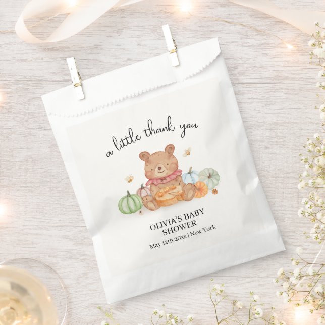 Fall Cutie Pumpkin Pie Teddy Bear Baby Shower  Favour Bag (Clipped)
