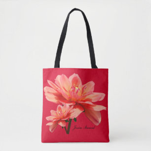 "Fall Dahlias" Red All-Over-Print Shoulder Tote Bag