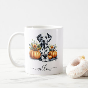 Fall Dalmatian Dog Mug with Personalised Name