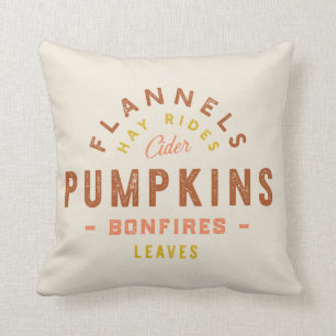 Fall Decor Pumpkins Hay Rides Cider Bonfires Cushion