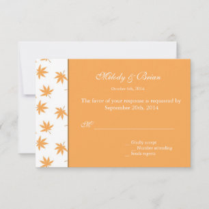 Fall decorative graphic yellow leaves wedding RSVP Card