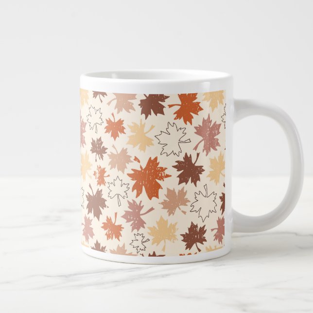 Fall design autumn natural leaves large coffee mug (Right)