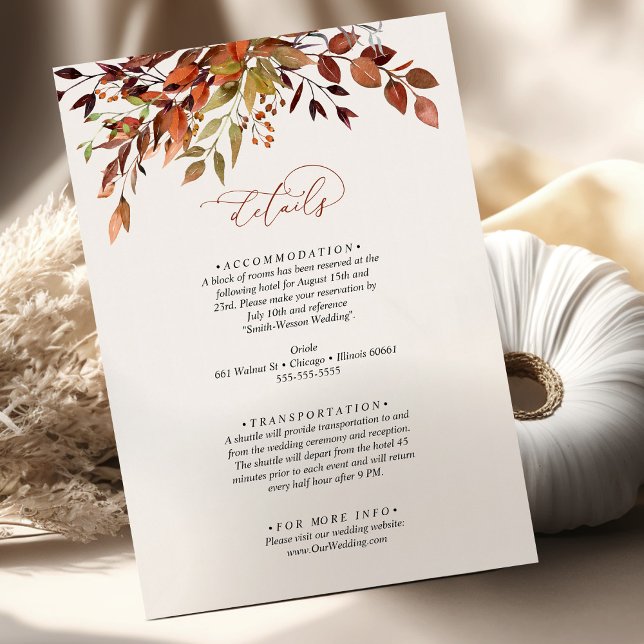 FALL Details Wedding Enclosure Card Whimsical (Creator Uploaded)