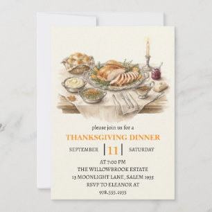 Fall dinner party thanksgiving holiday invitation