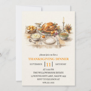Fall dinner party thanksgiving holiday invitation