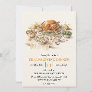 Fall dinner party thanksgiving holiday invitation