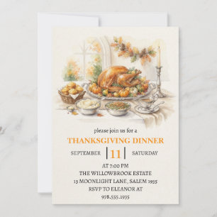Fall dinner party thanksgiving holiday invitation