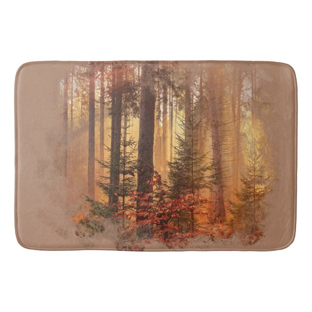 Fall Distressed Sublimation Shower Curtain Bath Mat (Front)