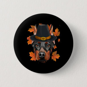 Fall Doberman Pinscher Pilgrim Thanksgiving 6 Cm Round Badge
