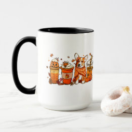 Fall Dog Coffee Mug, Corgi Dog Mug, Fall Vibes Mug
