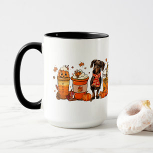 Fall Dog Coffee Mug, Dachsund Dog Mug, Fall Vibes Mug