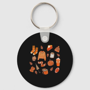 Fall Doodles Pumpkin Spice Weather Vintage Women Key Ring