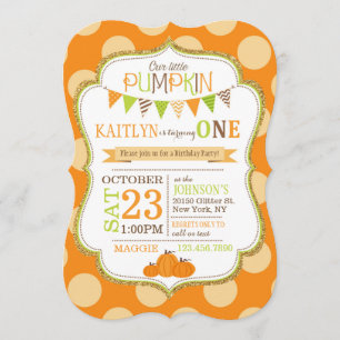 Fall Dots and Pumpkins Birthday Invitation