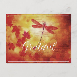 Fall dragonfly custom postcard