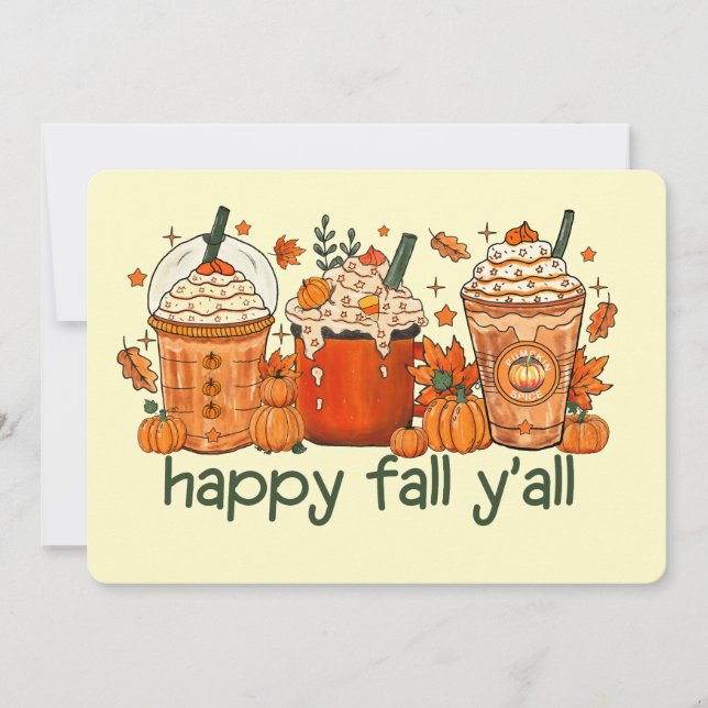 Fall Drinks With Cream Happy Fall Yall Card (Front)