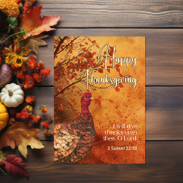 Fall Drops Turkey 2Samuel Quote Happy Thanksgiving Card