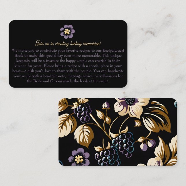 Fall Elegance Blackberry & Blooms Recipe Request Enclosure Card (Front/Back)