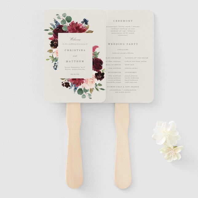 Fall Elegance Wedding Program Fan (Front and Back)