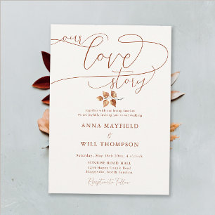 Fall Elegant Calligraphy Our Love Story Wedding Invitation