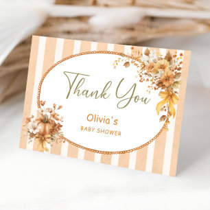 Fall Elegant Pumpkin Baby Shower Thank You Card